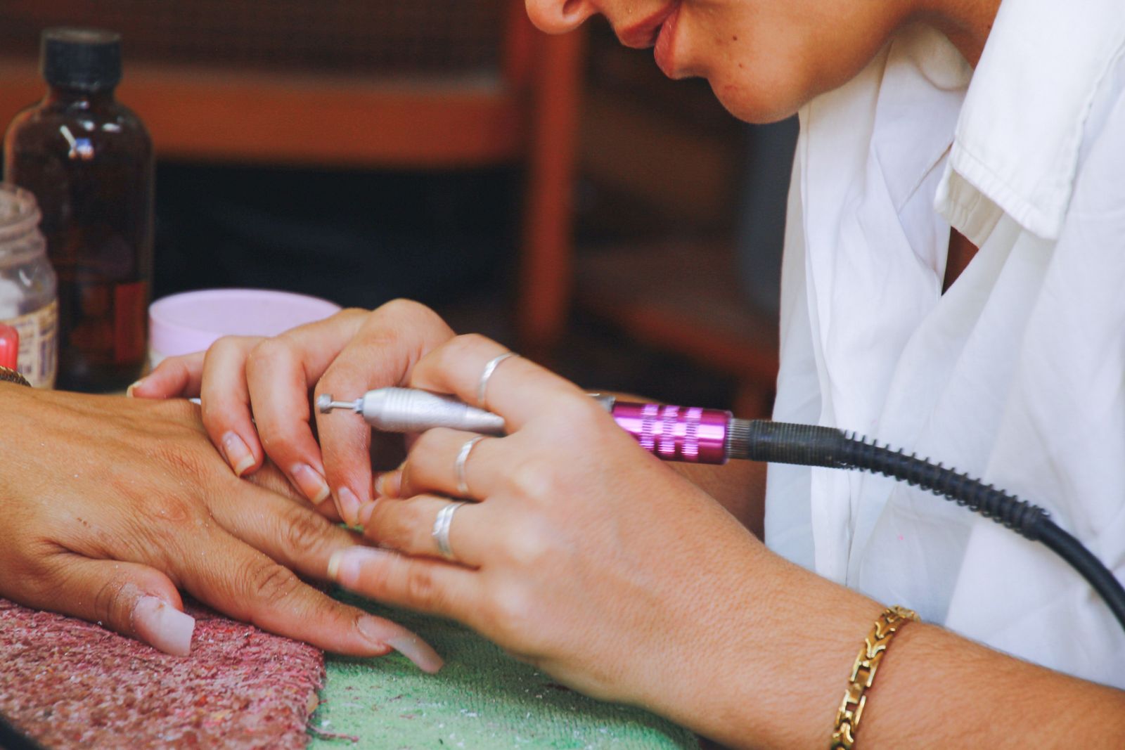A nail studio manicure